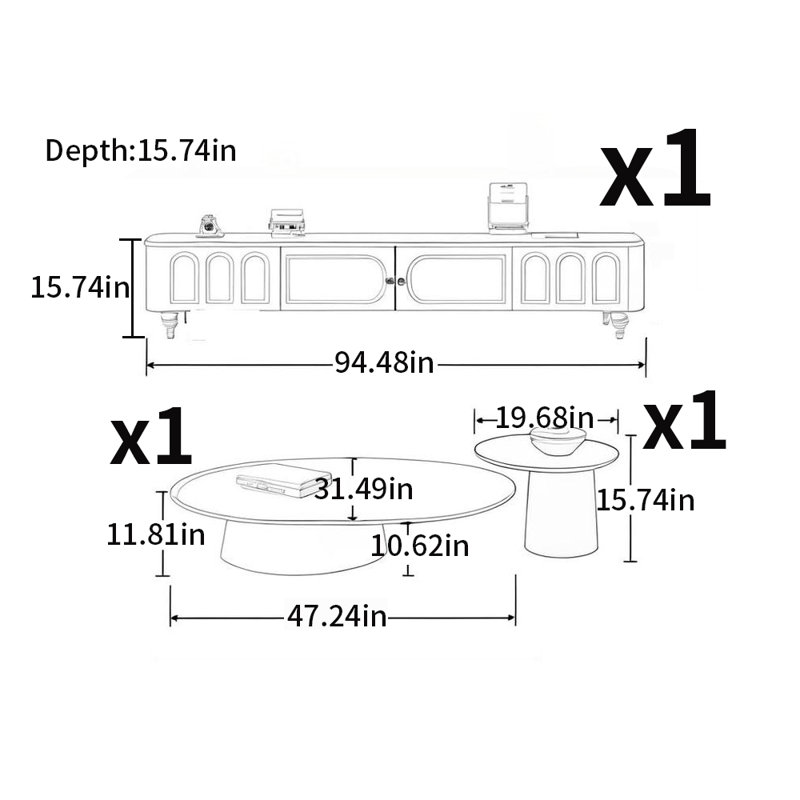 Ensemble de table basse 3 pièces French French