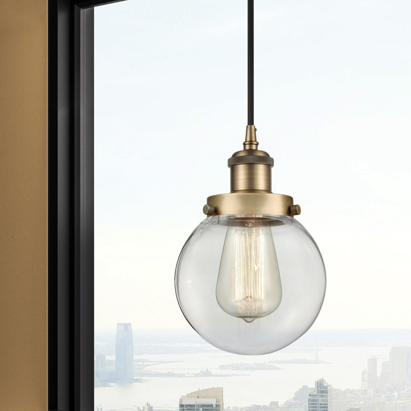 Lorri 1 - Light Single Pendant, Brushed Brass, No Bulb Included, Clear