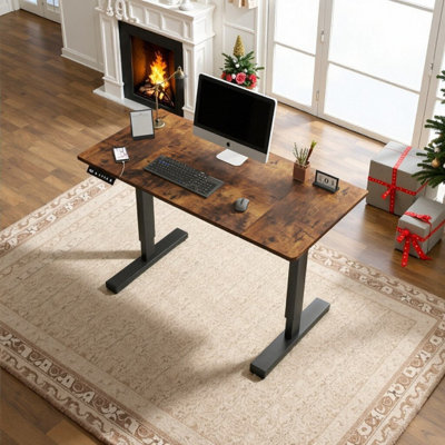 48-inch Solid Steel Frame Electric Standing Desk With Adjustable Height Workstation Double-Beam Gaming Table by Latitude Run