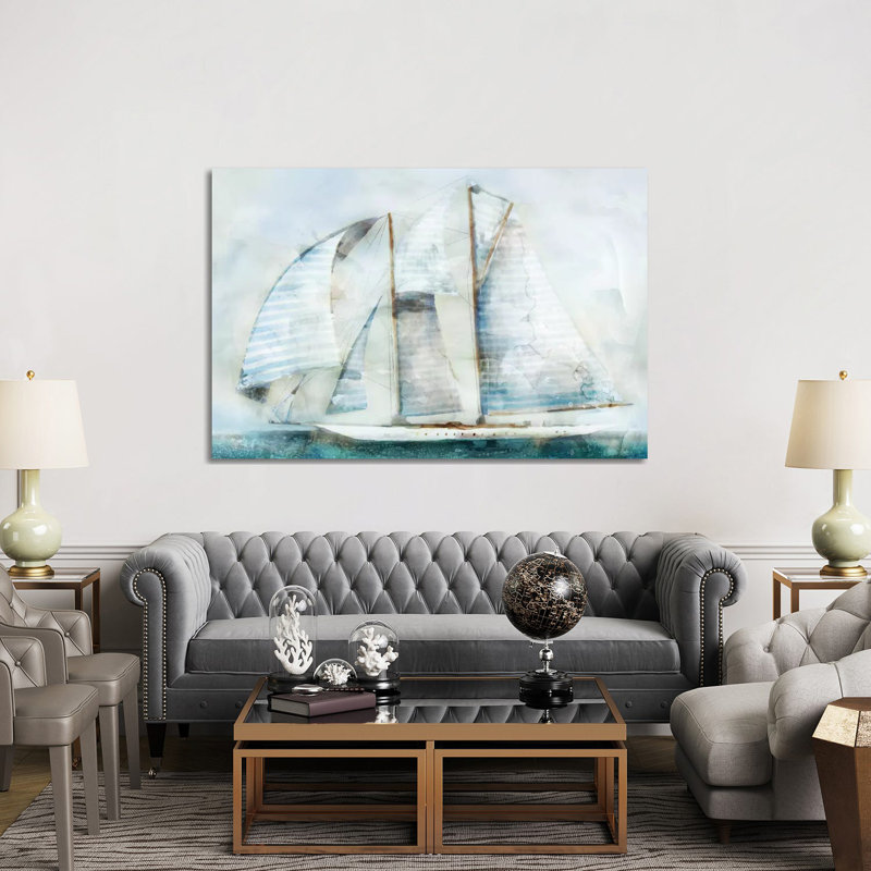 Sailboat Blues II by Edward Selkirk - Wrapped Canvas Panoramic Painting, 152.5 cm H x 101.5 cm W