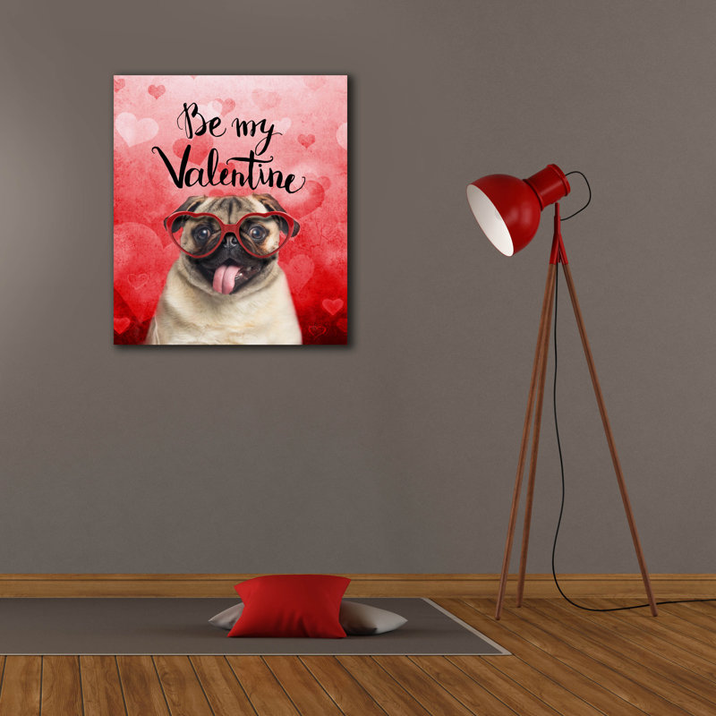  «Valentine Pug 2» par John Hovenstine, art mural sur toile, 26 po x 30 po, H 30 po x l 26 po