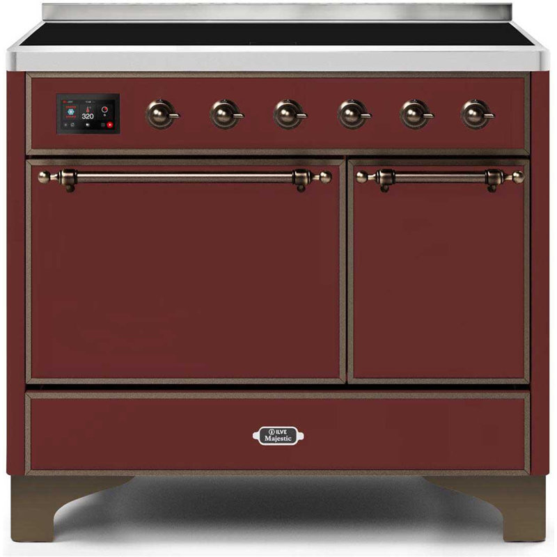Majestic II 40" 3.82 cu.ft. Freestanding Electric with Convection Oven, Burgundy/Bronze