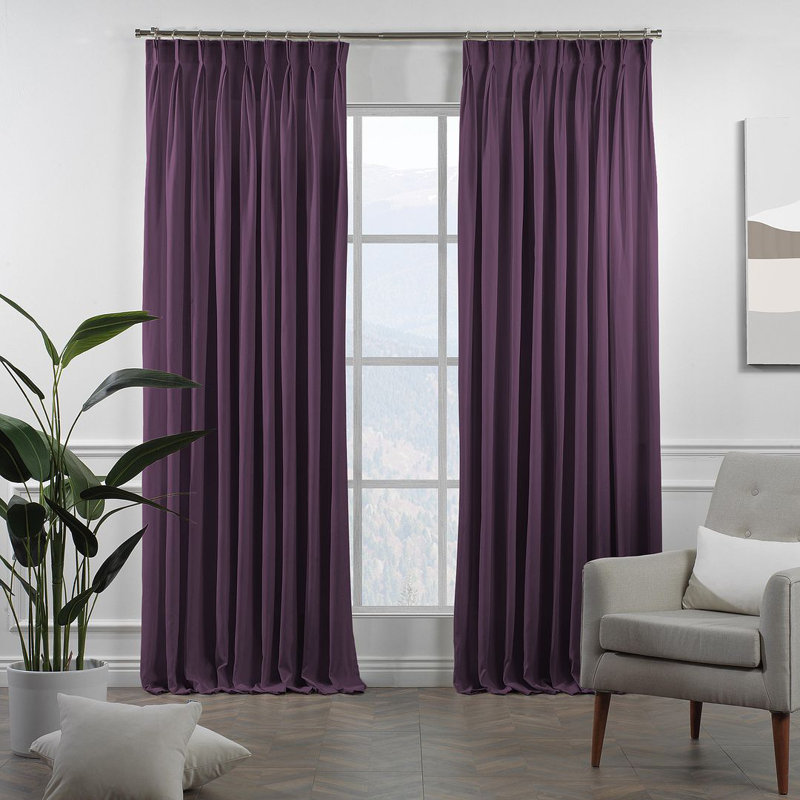 Room Darkening Single Curtain Panel, Purple, 190cm Width x 375cm Drop