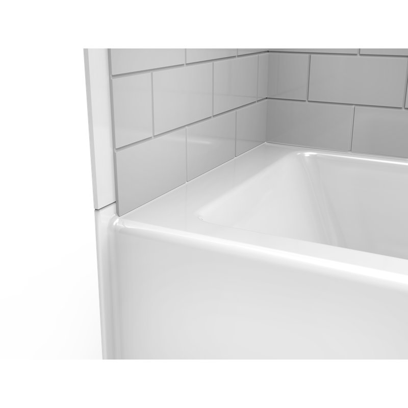 Amiga® 72" x 36" Alcove Soaking Bathtub, Right, White