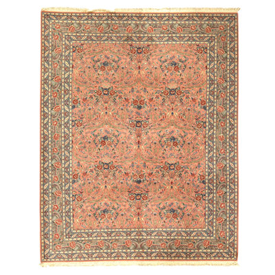 High-Quality Hand-Knotted Rose And Green Area Rug
