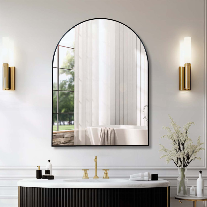 Miroir arqué en métal pour mur, Black