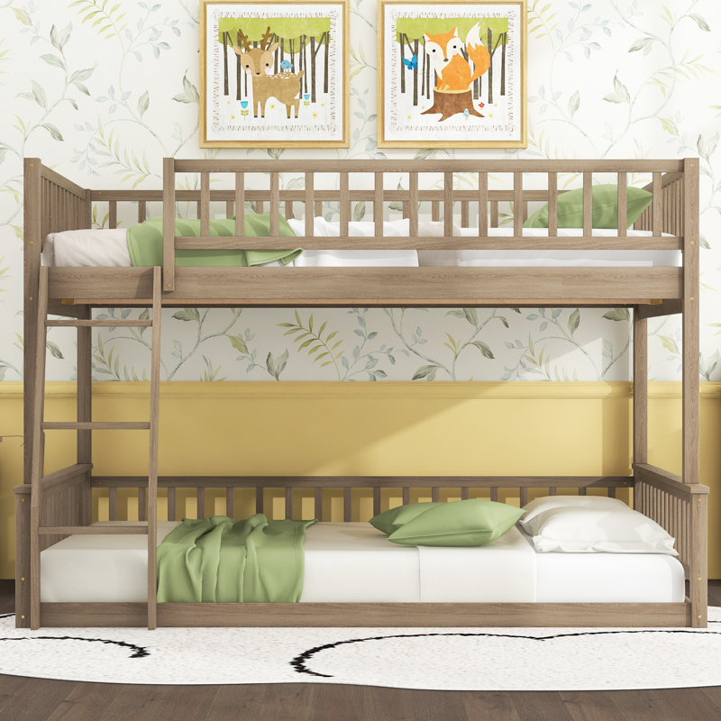 Bunk Bed, Walnut, Full XL Over Queen