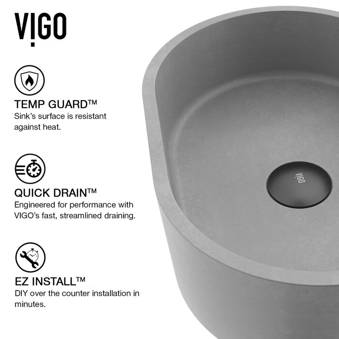 VIGO Gray Concrete Oval Vessel Bathroom Sink & Reviews | Wayfair