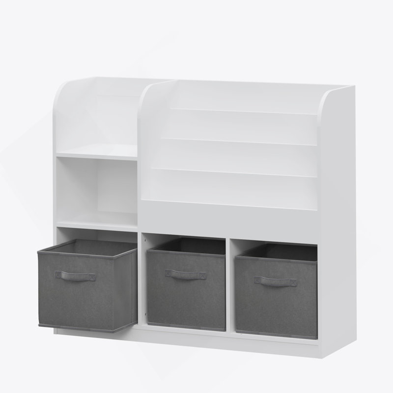Bibliothèque et bibliothèque pour enfants, bibliothèque multifonctionnelle avec 3 tiroirs pliables en tissu, présentoir de bibliothèque