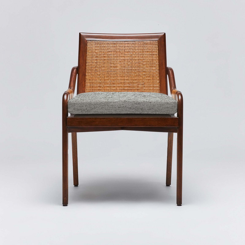 Delray Upholstered Arm Chair, Chestnut, Moss Tweed
