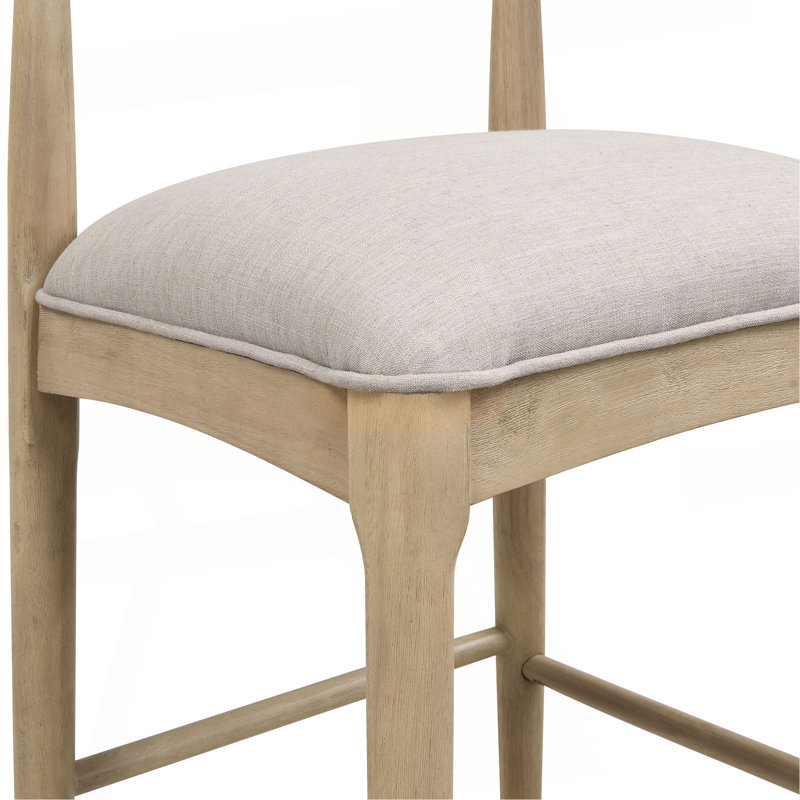 Tabouret de bar en tissu galet (ensemble de 2), Siège gris / structure kaki clair