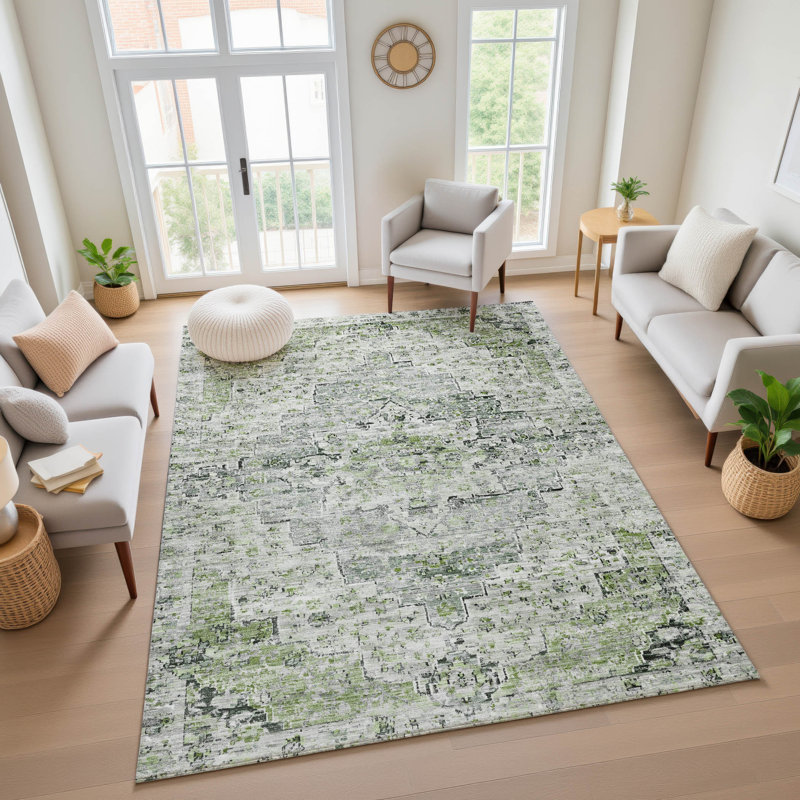 Premium Machine Washable Ashington AMF1832 Global Rug, Rectangle 10' x 14'