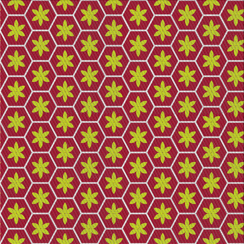 Tapis rouge/vert lumières à motif, Carré 3 pi