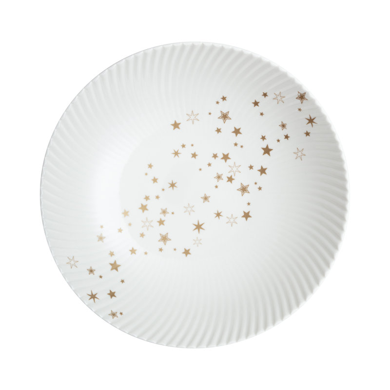 Bol à pâtes en porcelaine, Blanc / Doré