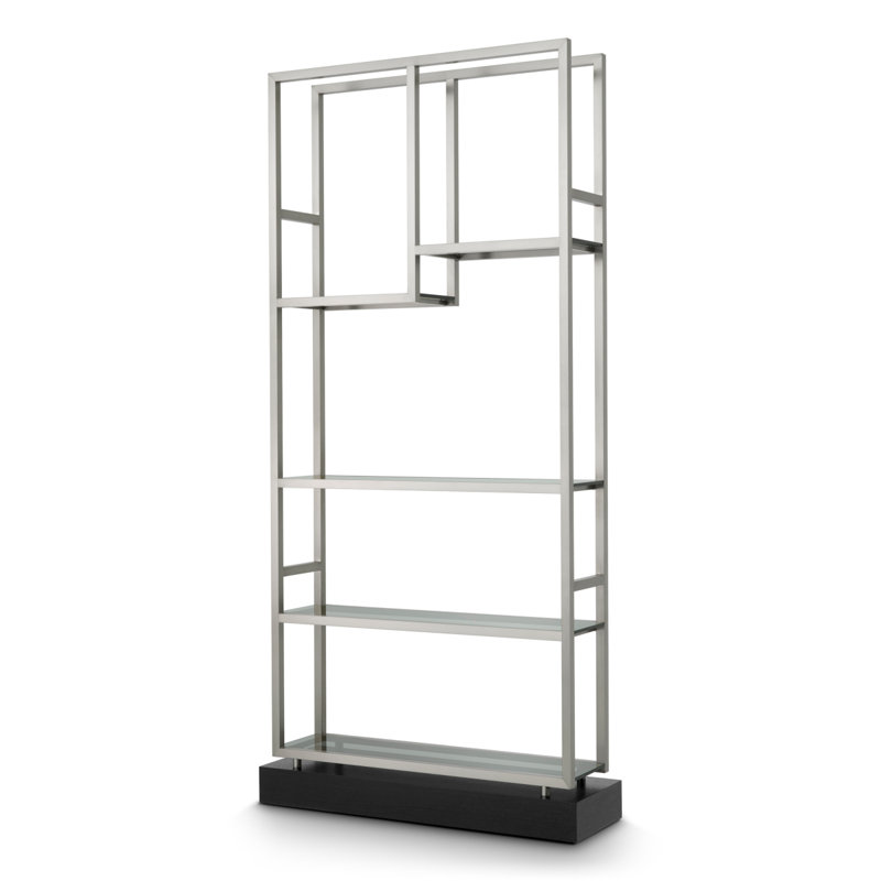 Corrado I Bookcase, Black/Brushed Steel/Smoke