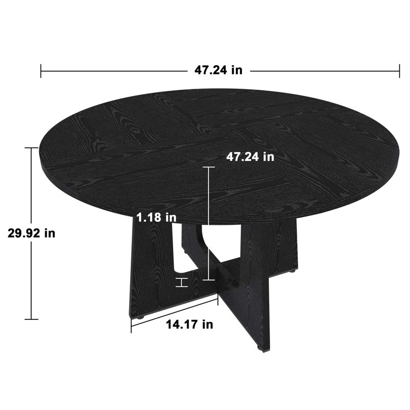 Table de salle à manger ronde de style campagnard, idéale pour les réunions de famille ou entre amis. Robuste et facile à monter.