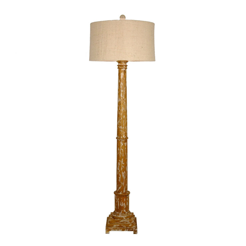 Maisie Floor Lamp, Heavily White/Light Oak Wood