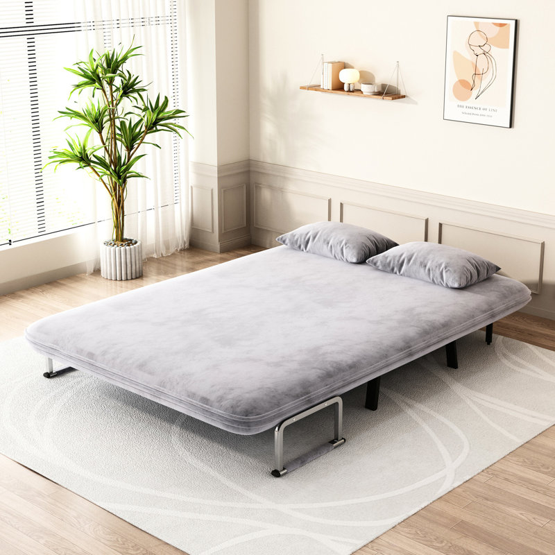 Lit convertible Contemporary Velvet, H 14,17 po x l 74,38 po x P 53,82 po, Gris clair