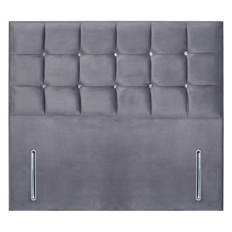 Glamour Upholstered Panel Headboard, Double (4'6'), Plush Steel, Velvet