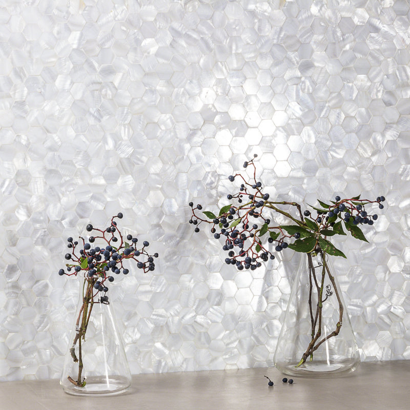 Lokahi 0.39" x 0.79" Seashell Honeycomb Mosaic Wall Tile