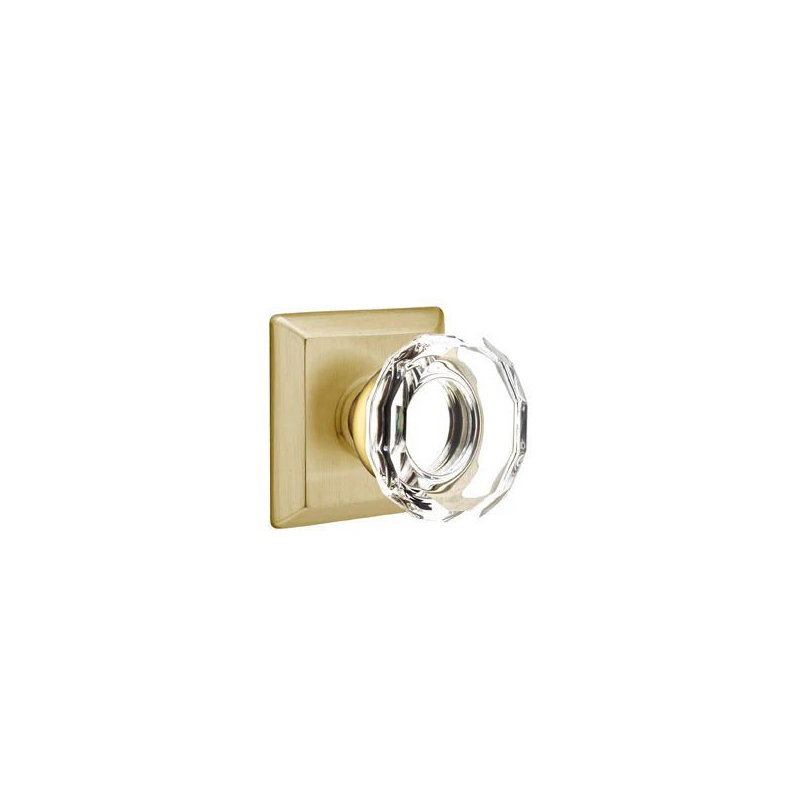 Emtek Passage Interior Mortise Set w/ Quincy Rosette & Lowell Glass Knob (RH), Flat Black