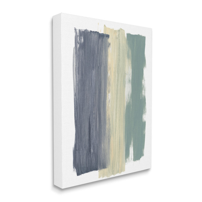 Abstrait, peinture verticale, coups, bleu, jaune, vert par Bronwyn Baker - Peinture, Toile tendue, H 40 po x l 30 po