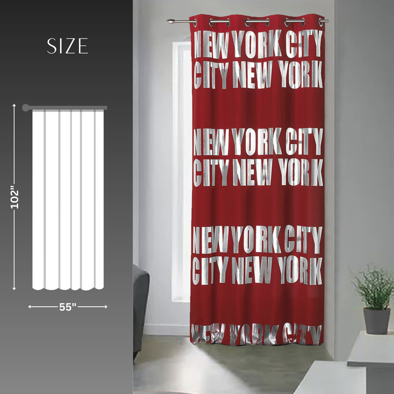 New York Blackout Curtain Single Panel, Red