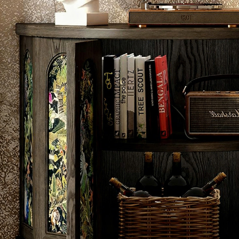 Modern Black Solid Wood Accent Cabinet, 33.46" H x 39.37" W x 19.69" D
