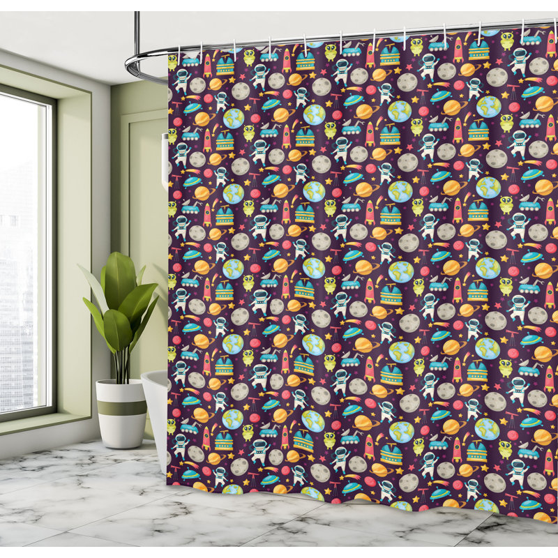 The Party Aisle™ Space Shower Curtain Galaxy Party Pattern, 70"H x 69"W