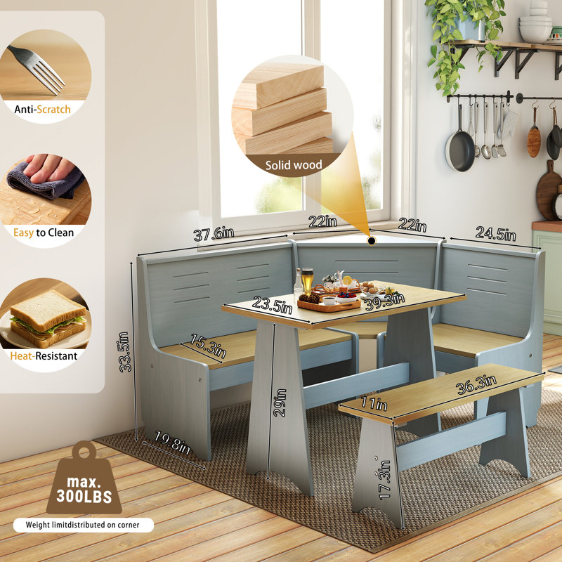 Ensemble de coin-repas 3 pièces Modern Modern, Brun / Gris