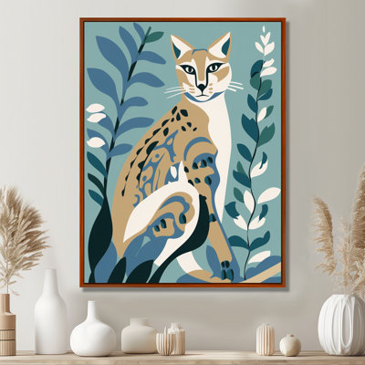 Lynx portrait délavé rétro bleu Illustration - art mural chat