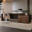 Bureau de direction rectangulaire avec tiroirs en bois massif brun et noisette + fer noir-377692365-377692366