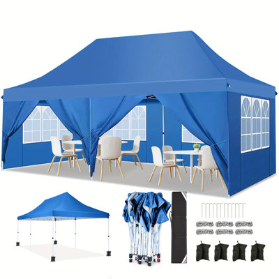 10x20 Pop Up Canopy with 6 Sidewalls, Conical Canopy Tent 10×20 with 3 Adjustable Height Waterproof, UV-Resistant with Carry Bag, Stakes, Ropes for Parties, Commercial, (Frame Upgraded)