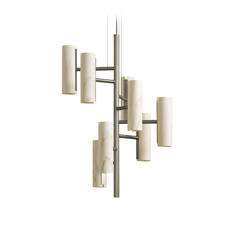 Note 8 - Light LED Chandelier, Ivory White, Matte Black