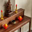Console ronde en bois de noyer massif-1885759902