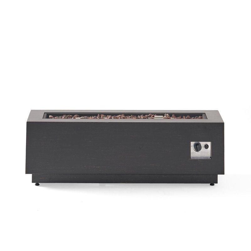 40" Outdoor 50,000 BTU Rectangular Iron Propane Fire Pit, Dark Grey (Tank Cover Not Included)