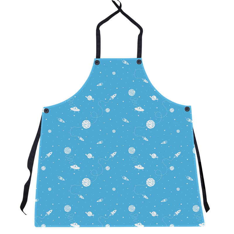 Tablier à motif extérieur espace, Bleu sarcelle