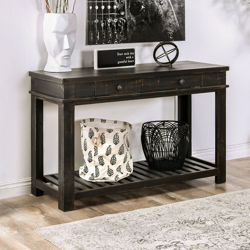 Console en bois massif 48 po D Filmurod, Rustique / Noir