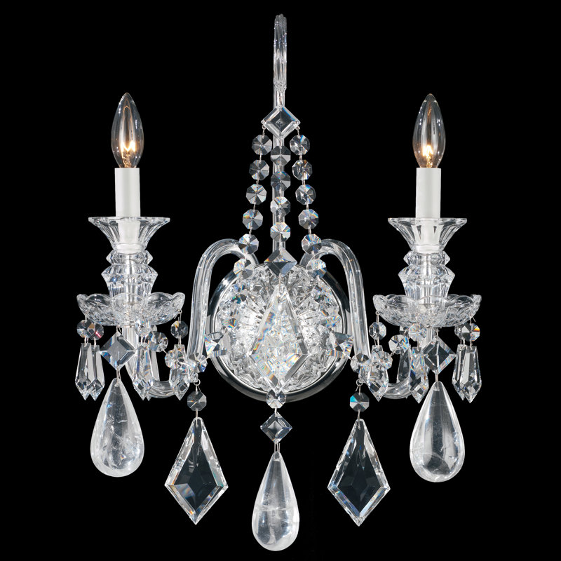Hamilton 2 - Light Candle Wall Light, Silver / Clear Rock