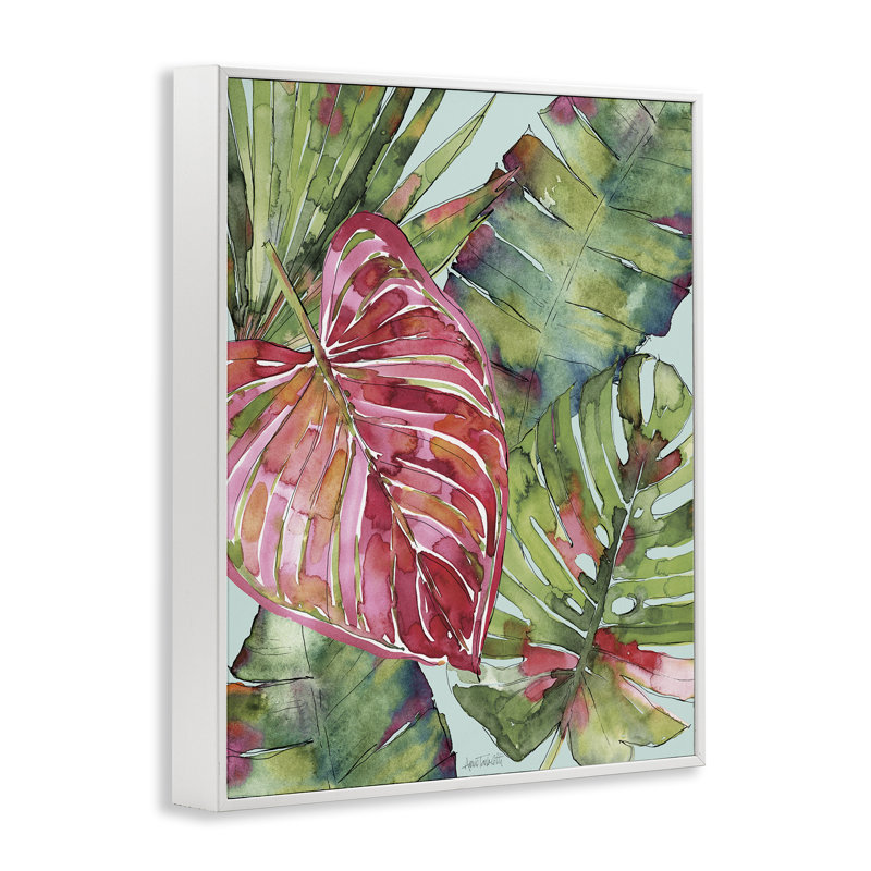 Rose et vert Palm Springs, estampe numérique, design par Anne Tavoletti, H 30 po x l 24 po
