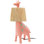 Lampe de table en résine 13,8 po en forme de girafe rose avec abat-jour en raphia et base en résine