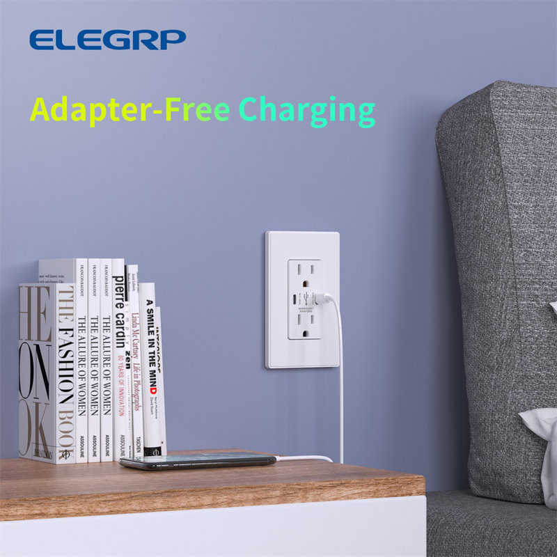 15 Tamper Resistant Decorator Outlet with USB Port, White