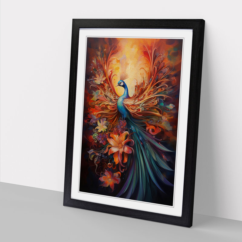 Bird of Paradise Expressionism - Framed Print, 46cm H x 34cm W x 2cm D, Black Framed