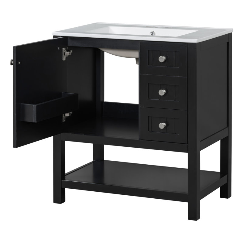Ensemble de meuble-lavabo charmant avec lavabo en céramique de qualité supérieure pour une salle de bain élégante