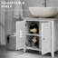 Under Sink Bathroom Storage - U-shape, Adjustable Shelf, 9 Lbs Shelf White Bookcase U-shape Cabinet,