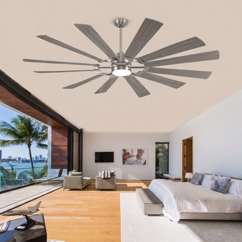 72 Inch Massive Windmill Ceiling Fan with Light, 12-Blade Industrial Fan, High CFM Powerful Airflow, Quiet DC Motor, Remote Control, 6-Speed Reversible, Dimmable 3CCT LED with Memory Function