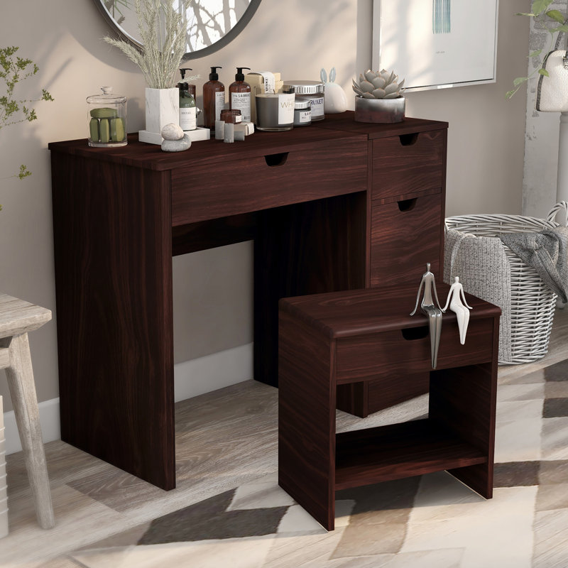 Smariti Vanity Set with Mirror & Stool | Ebern Designs