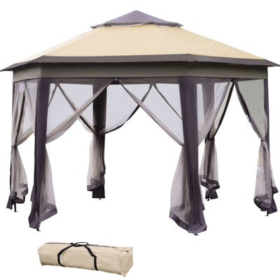 Hexagonal Gazebo With - Canopy And Steel Supporting Frame 13.3' X Event Tent Mesh Netting