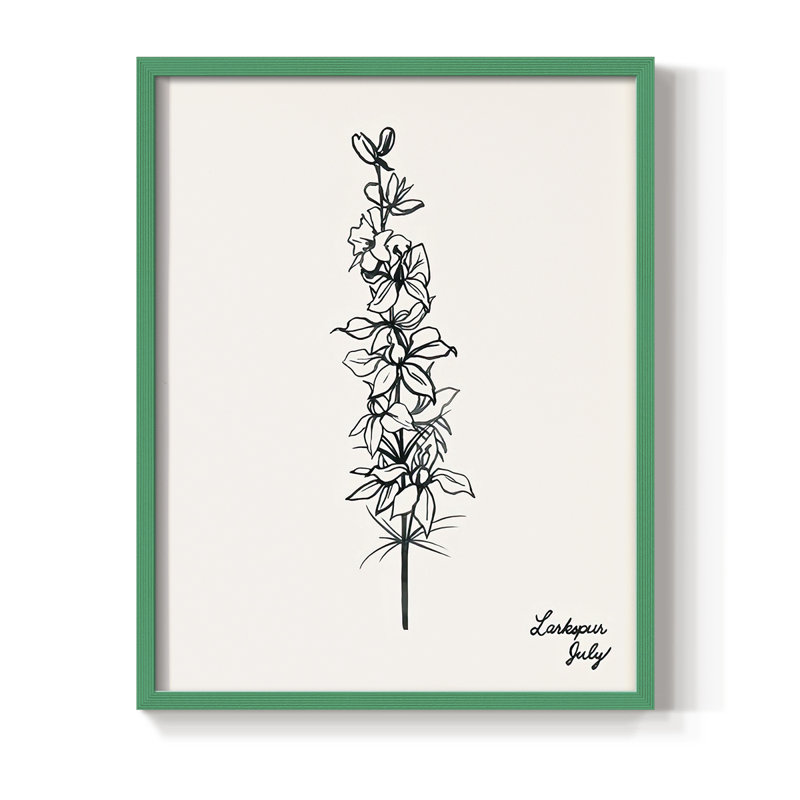 «Annuel Flowers VII», reproduction encadrée - bois massif, Vert, H 15 po x l 12 po