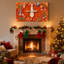 Ensemble de 3 impressions sur toile de Noël, rubans de pin, flocons de neige et fond orange-1566573030